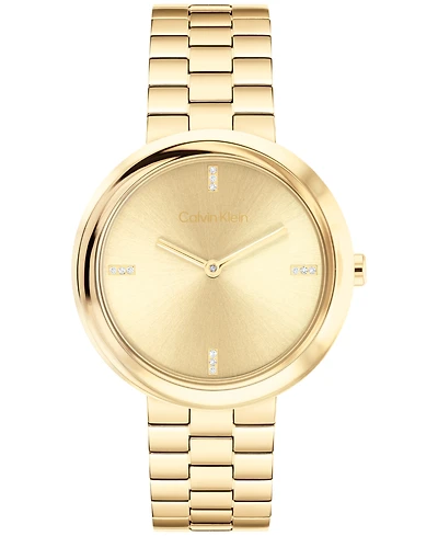 Calvin Klein Women's Twisted Bezel Gold Tone Stainless Steel Bracelet Watch, 34mm