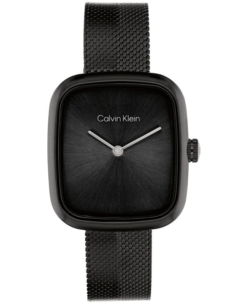 Calvin Klein Women's Adore Ionic Plated Black Steel Mesh Bracelet Watch, 30mm