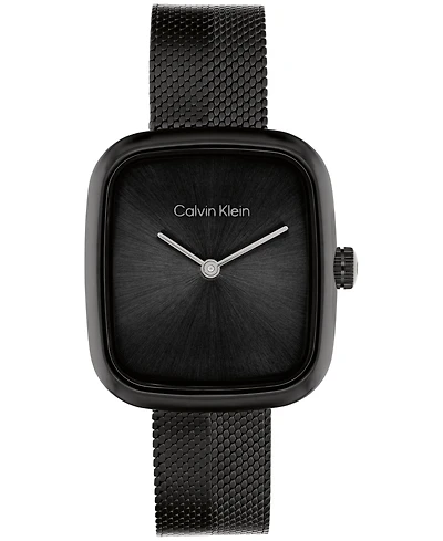 Calvin Klein Women's Adore Ionic Plated Black Steel Mesh Bracelet Watch, 30mm