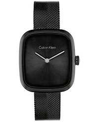 Calvin Klein Women's Adore Ionic Plated Black Steel Mesh Bracelet Watch, 30mm
