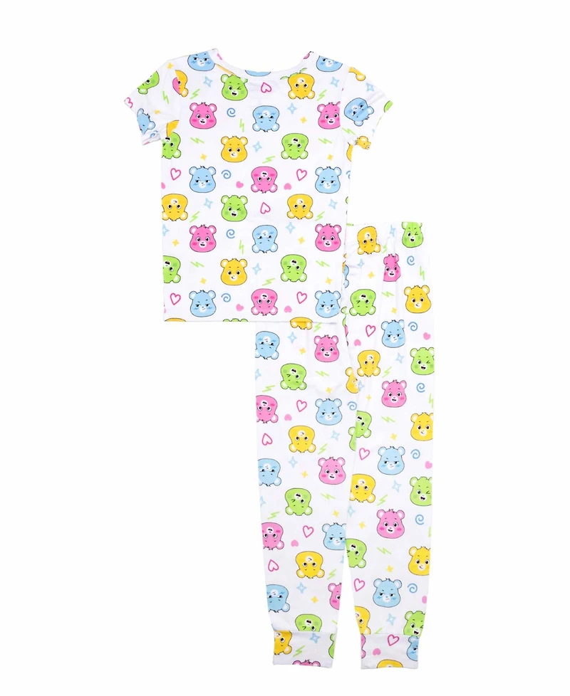 Care Bears Little and Big Girls Short Sleeve Pant, 2-Piece Pajama Set