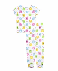 Care Bears Little and Big Girls Short Sleeve Pant, 2-Piece Pajama Set