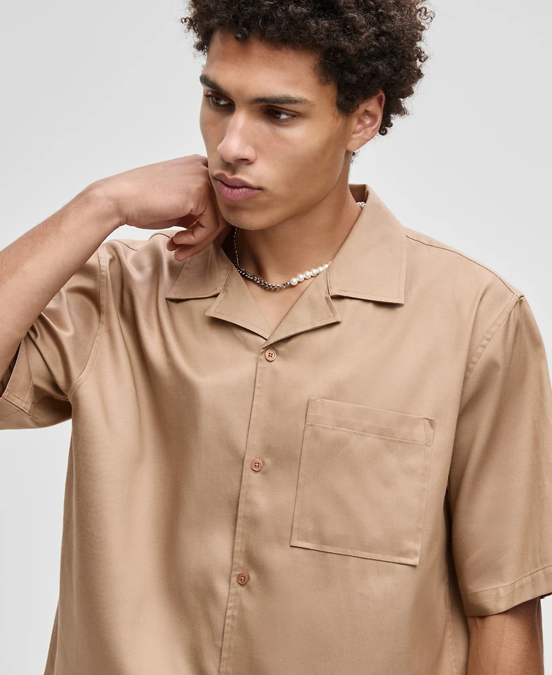 Mode of One Men's Relaxed-Fit Button-Down Utility Camp Shirt, Macy's Exclusive