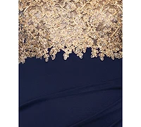 Xscape Plus Embroidered Illusion Gown