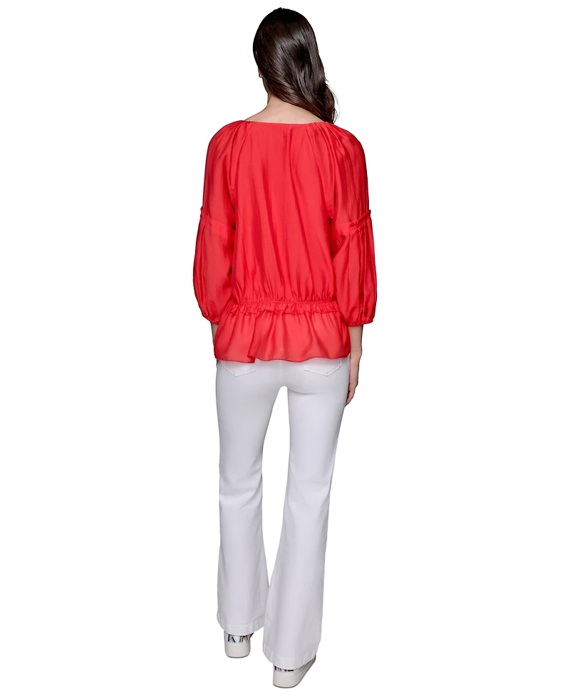 Karl Lagerfeld Paris Women's Tiered-Sleeve Peplum Top