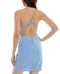 Crystal Doll Juniors' V-Neck Strappy-Back Mini Dress