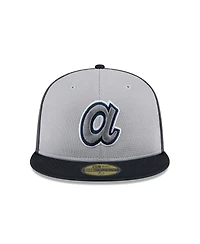 New Era Men's Gray/Navy Atlanta Braves 2025 Batting Practice 59FIFTY Fitted Hat