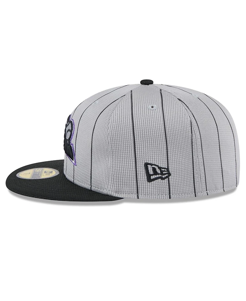 New Era Men's Gray/Black Colorado Rockies 2025 Batting Practice 59FIFTY Fitted Hat