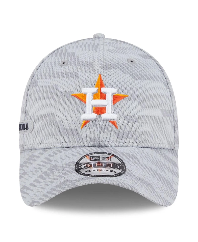 New Era Men's Gray Houston Astros 2025 Mlb Clubhouse 39THIRTY Flex Hat