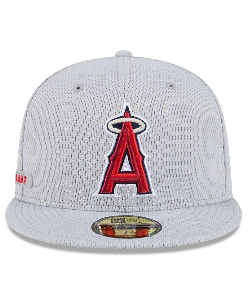 New Era Men's Gray Los Angeles Angels 2025 Mlb Clubhouse 59FIFTY Fitted Hat