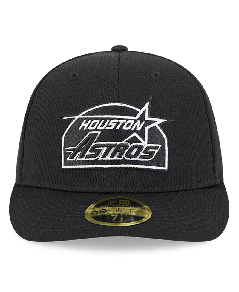 New Era Men's Black Houston Astros 2025 Mlb Clubhouse Low Profile 59FIFTY Fitted Hat