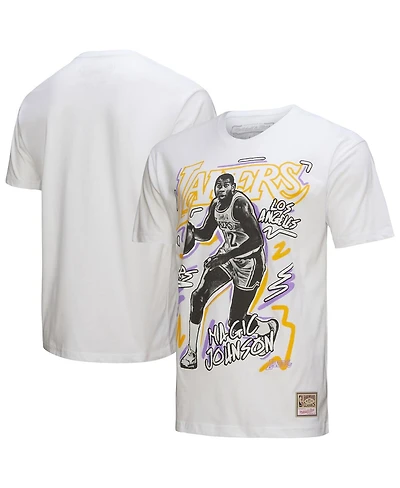 Mitchell & Ness Men's Magic Johnson White Los Angeles Lakers Hardwood Classics Chalked Up T-Shirt