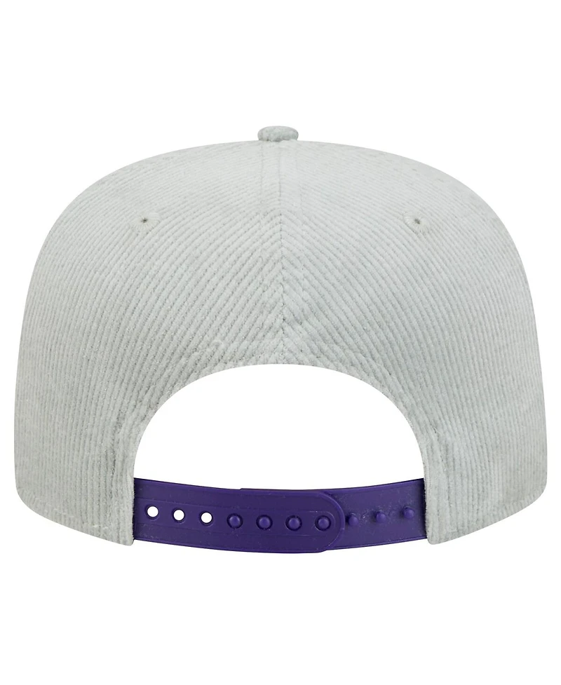 New Era Men's Gray Los Angeles Lakers Throwback Corduroy Golfer Snapback Hat