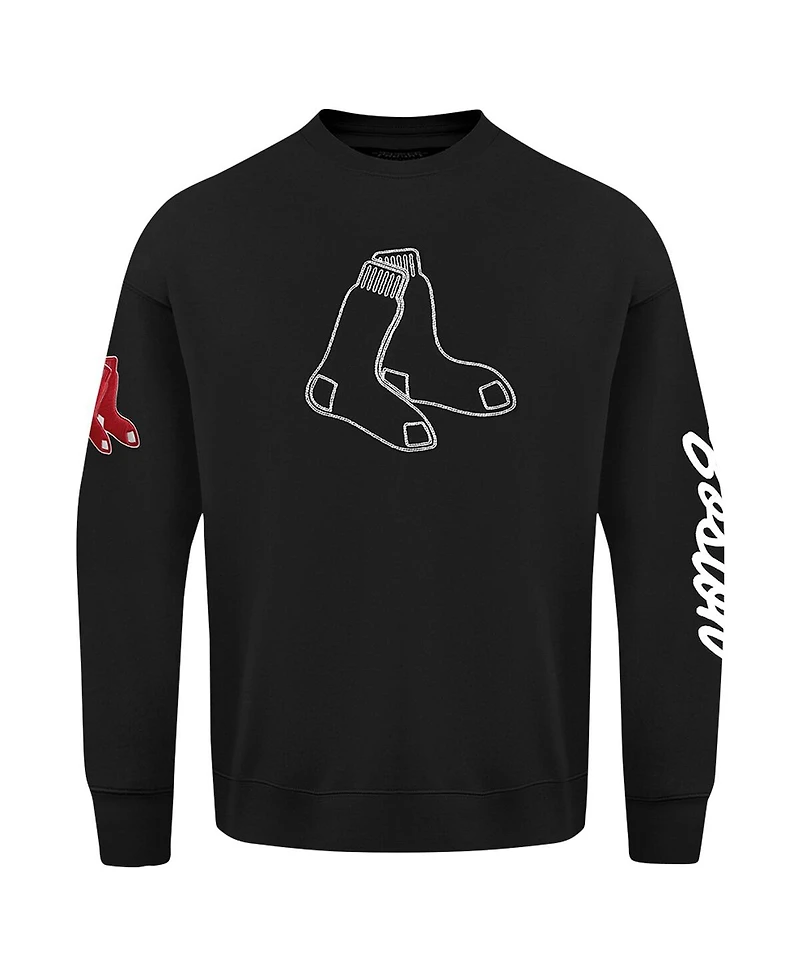 Pro Standard Men's Black Boston Red Sox Paint The City Dropped Shoulder Pullover Sweatshirt