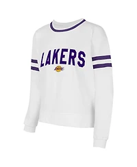 Concepts Sport Women's White Los Angeles Lakers Borough Pullover Sweatshirt