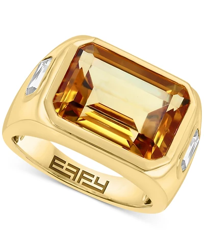 Effy Citrine (5-1/2 ct. t.w.) & White Topaz (2-1/3 ct. t.w.) Statement Ring in 14k Gold-Plated Sterling Silver