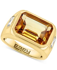 Effy Citrine (5-1/2 ct. t.w.) & White Topaz (2-1/3 ct. t.w.) Statement Ring in 14k Gold-Plated Sterling Silver