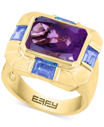 Effy Amethyst (5 ct. t.w.) & Tanzanite (2-1/2 ct. t.w.) Statement Ring in 14k Gold-Plated Sterling Silver