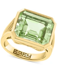Effy Green Quartz Emerald-Cut Solitaire Ring (10-1/2 ct. t.w.) 14k Gold-Plated Sterling Silver (Available Amethyst)