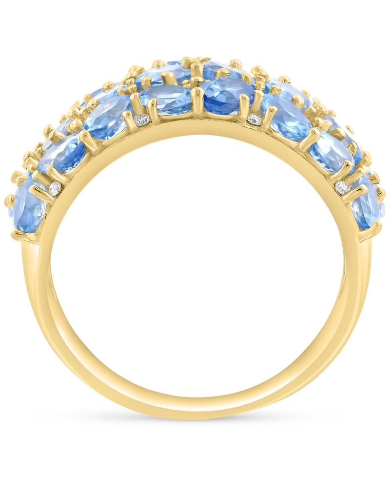Effy Aquamarine (3-3/8 ct. t.w.) & Diamond (1/5 ct. t.w.) Cluster Ring in 14k Gold-Plated Sterling Silver