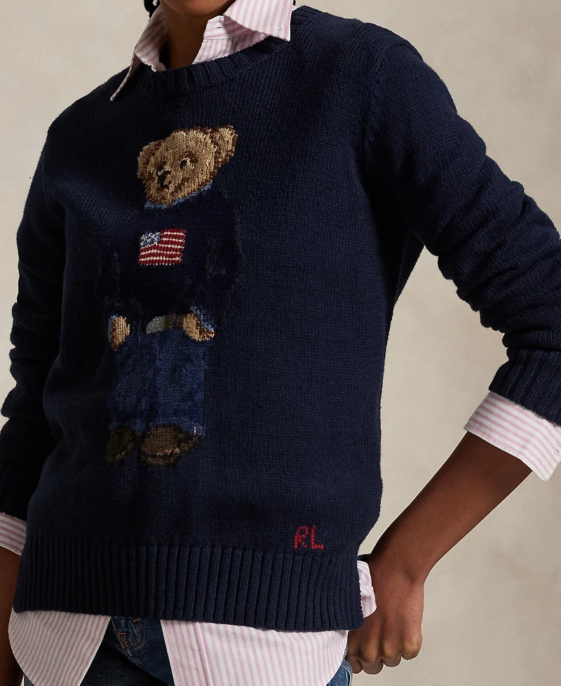 Polo Ralph Lauren Women's Polo Bear Cotton-Linen Sweater