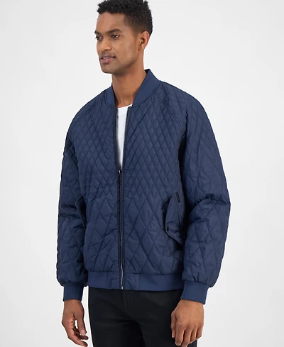 Karl Lagerfeld Men's Quilted Water-Resistant Bomber Jacket