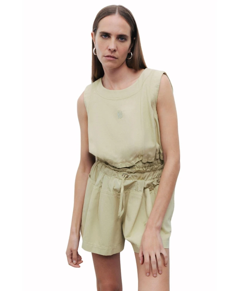 Nocturne Women's Crop Top with Printed Detail