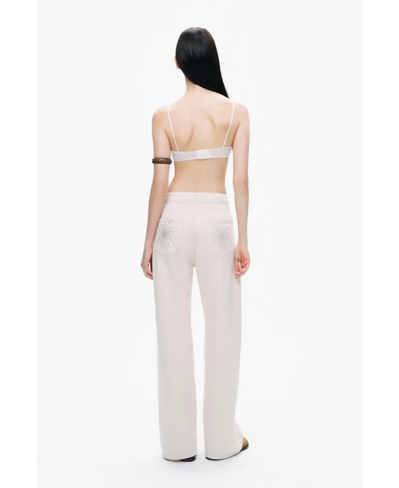 Nocturne Women's Stone Detailed Wide Leg Jeans