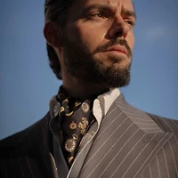 Elizabetta Men's Gilded Keeper - Silk Ascot Cravat Tie for Men