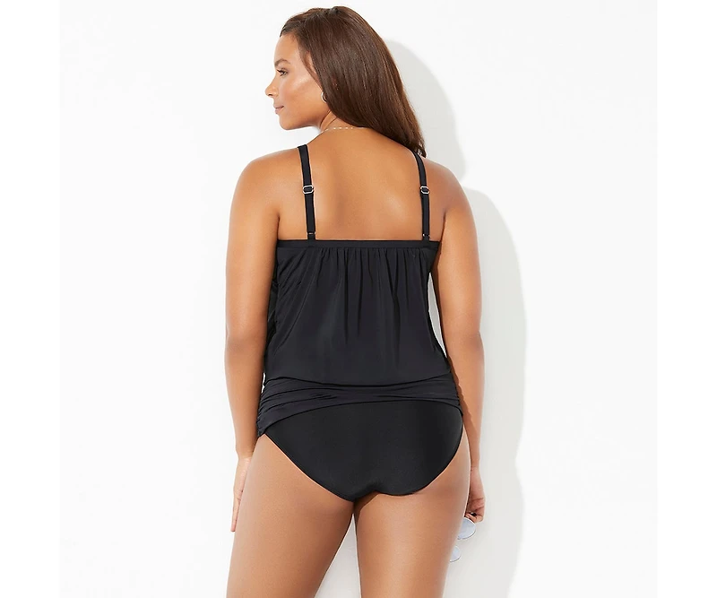 Swimsuits for All Women's Lightweight Scoop Neck Blouson Tankini Top