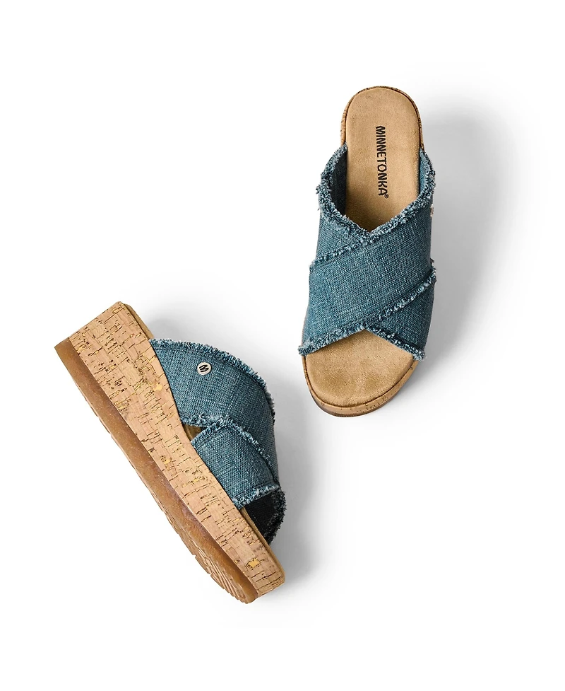 Minnetonka Women's Posey Crossband Wedge Sandal