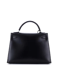 Pre-Owned Hermes Kelly 32 Handbag Black Box Calf with Palladium Hardware