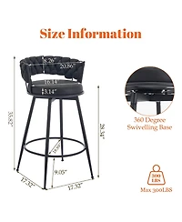 Dyhome 28 inch Bar Stools Set of 2, Modern Counter Height Stools, 360° Swivel Suede Fabric Stool Chairs with Woven Back and Footrest
