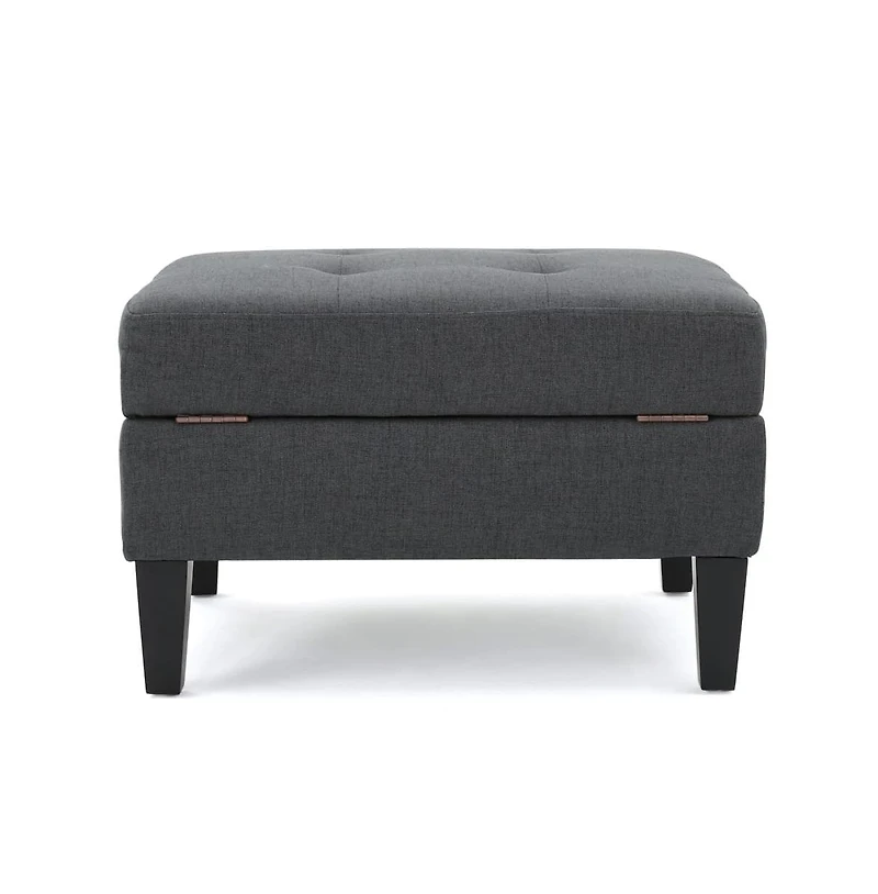Tufted Storage Ottoman with Waffle Stitching, Upholstered Footrest Hidden Storage-The Pop Home