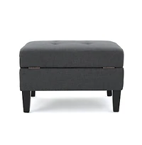 Tufted Storage Ottoman with Waffle Stitching, Upholstered Footrest Hidden Storage-The Pop Home