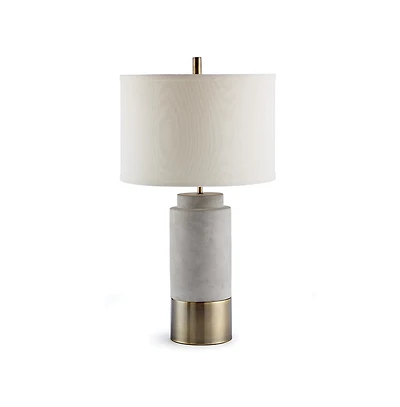 27.75" Scully Cylinder Modern 60W Natural Concrete, Brass & Antique Bronze Office Desk End Table Lamp