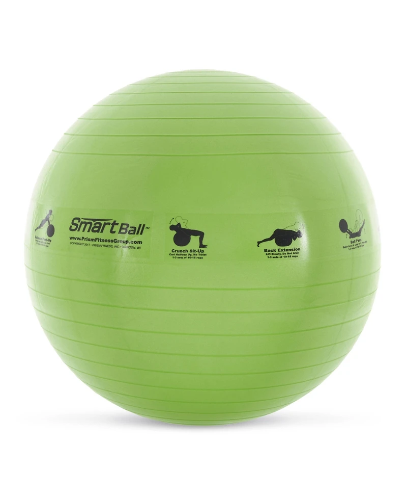 Prism Fitness 23" Smart Self-Guided Stability Exercise Ball w/13 Exercises Printed for Yoga, Pilates, Office Ball Chair and More, Green