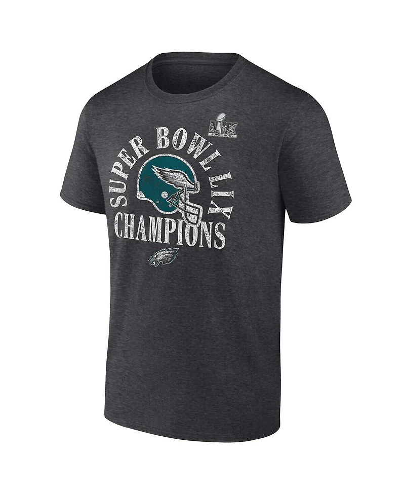 Fanatics Men's Heather Charcoal Philadelphia Eagles Super Bowl Lix Champions Big Tall Ring Season T-Shirt