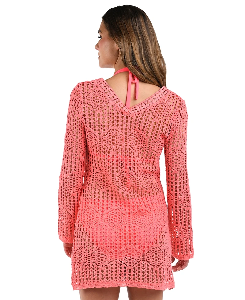 La Blanca Women's Waverly Bell-Sleeve Cover-Up Dress