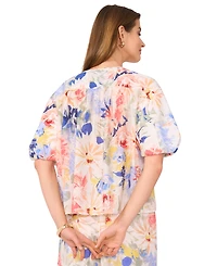 Vince Camuto Women's Floral-Print Puff-Sleeve Top