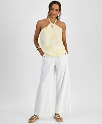 I.n.c. International Concepts Petite Linen-Blend Braided Halter Top, Exclusively at Macy's
