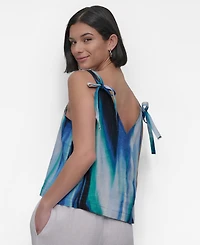 Dkny Women's Printed Tie-Strap Linen Tank Top