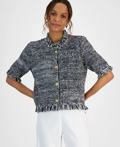 I.n.c. International Concepts Petite Short-Sleeve Cardigan, Exclusively at Macy's