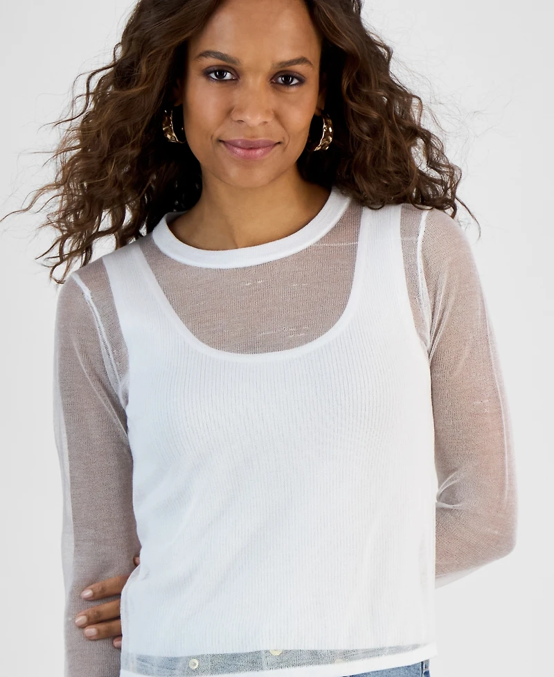 I.n.c. International Concepts Petite Overlay Top, Exclusively at Macy's