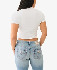 True Religion Women's Ss Crystal Wing Baby T-Shirt