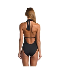 Sunshine 79 Women's One Piece Swimsuit Sunshine Solids V Plunge Halter