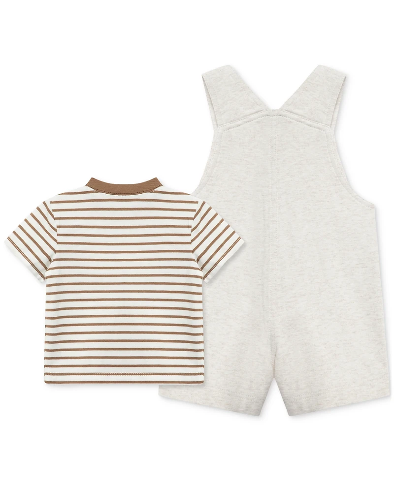 Little Me Baby Boys 2-Pc. Stripe T-Shirt & Lion Shortall Set