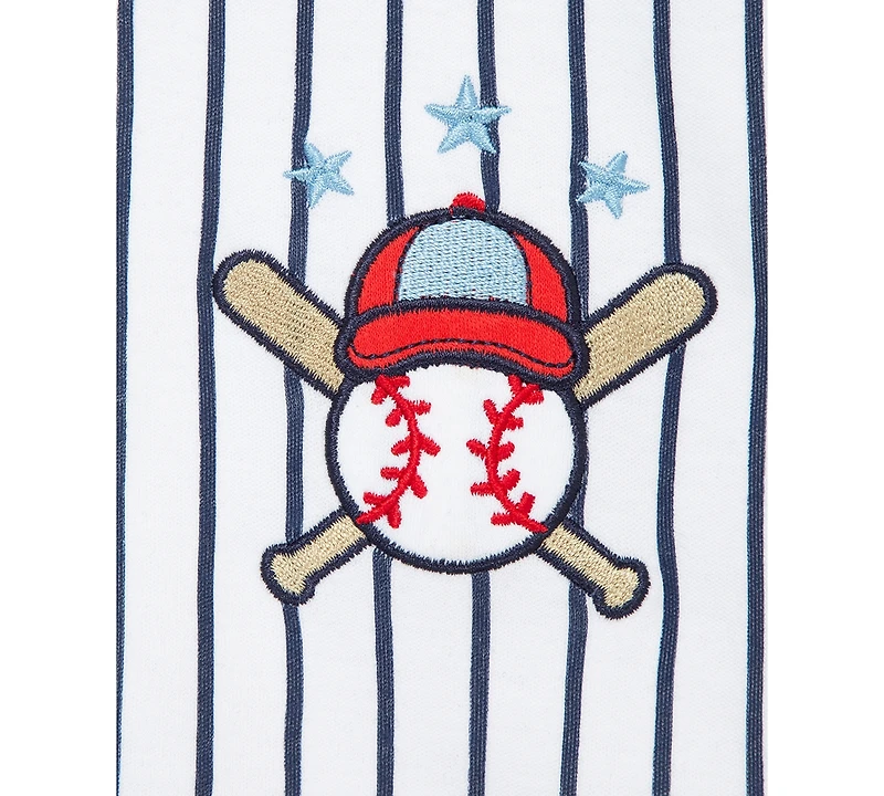Little Me Baby Boys Baseball Stripe Rompers, Pack of 2