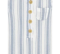 Little Me Baby Boys 2-Pc. Gauze Stripe Romper & Bucket Hat Set