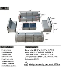 Xizzi Patio Furniture Set,12 Pieces Outdoor Sectional Sofa Couch Set,Patio Conversation Set with Modular Wicker Deep Seat Chairs,Comfy Cushions,Side T